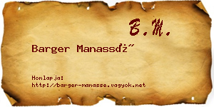 Barger Manassé névjegykártya